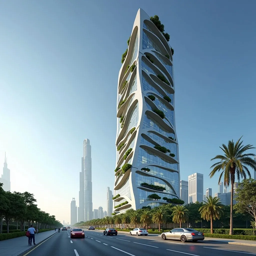 AI-generated futuristic skyscraper with minimalist lighting style built using Prompts.ai image generation features