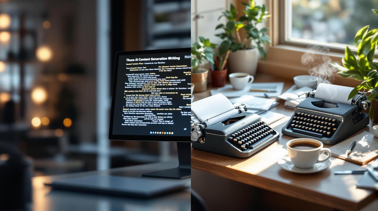 إنشاء محتوى الذكاء الاصطناعي مقابل الكتابة اليدوية: مقارنة كاملة